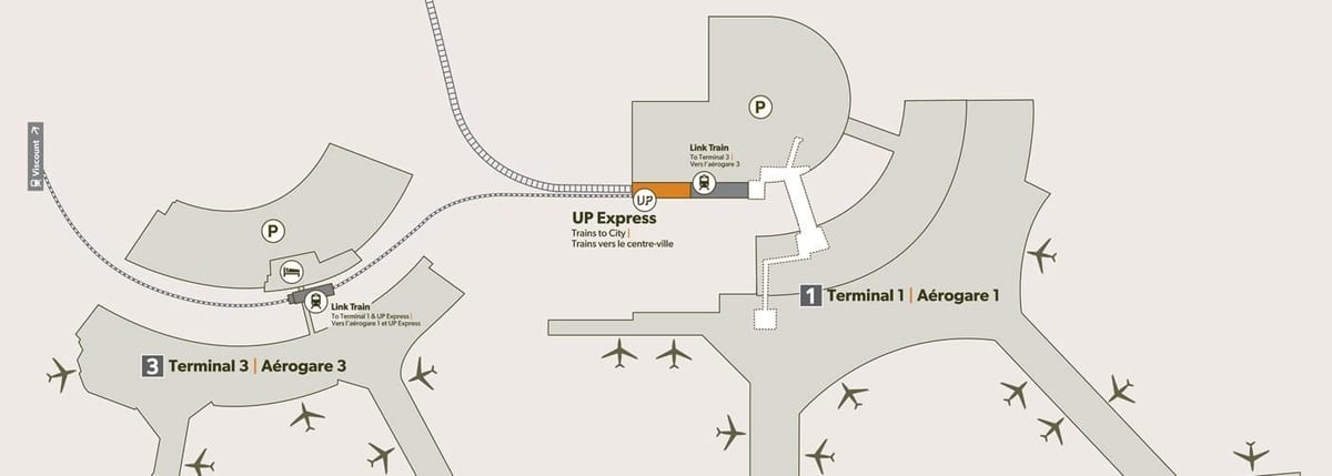 지도의 공항 피어슨 기차역