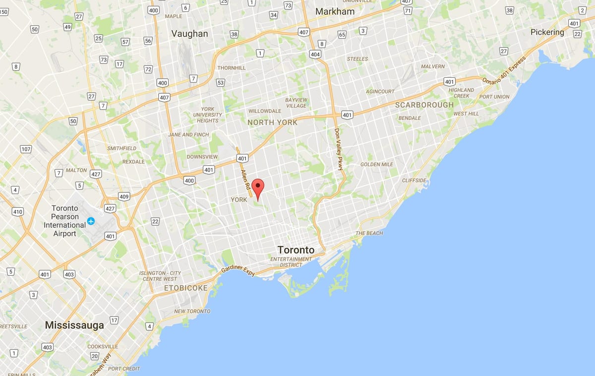 지도 흄우드–Cedarvale 텔 토론토