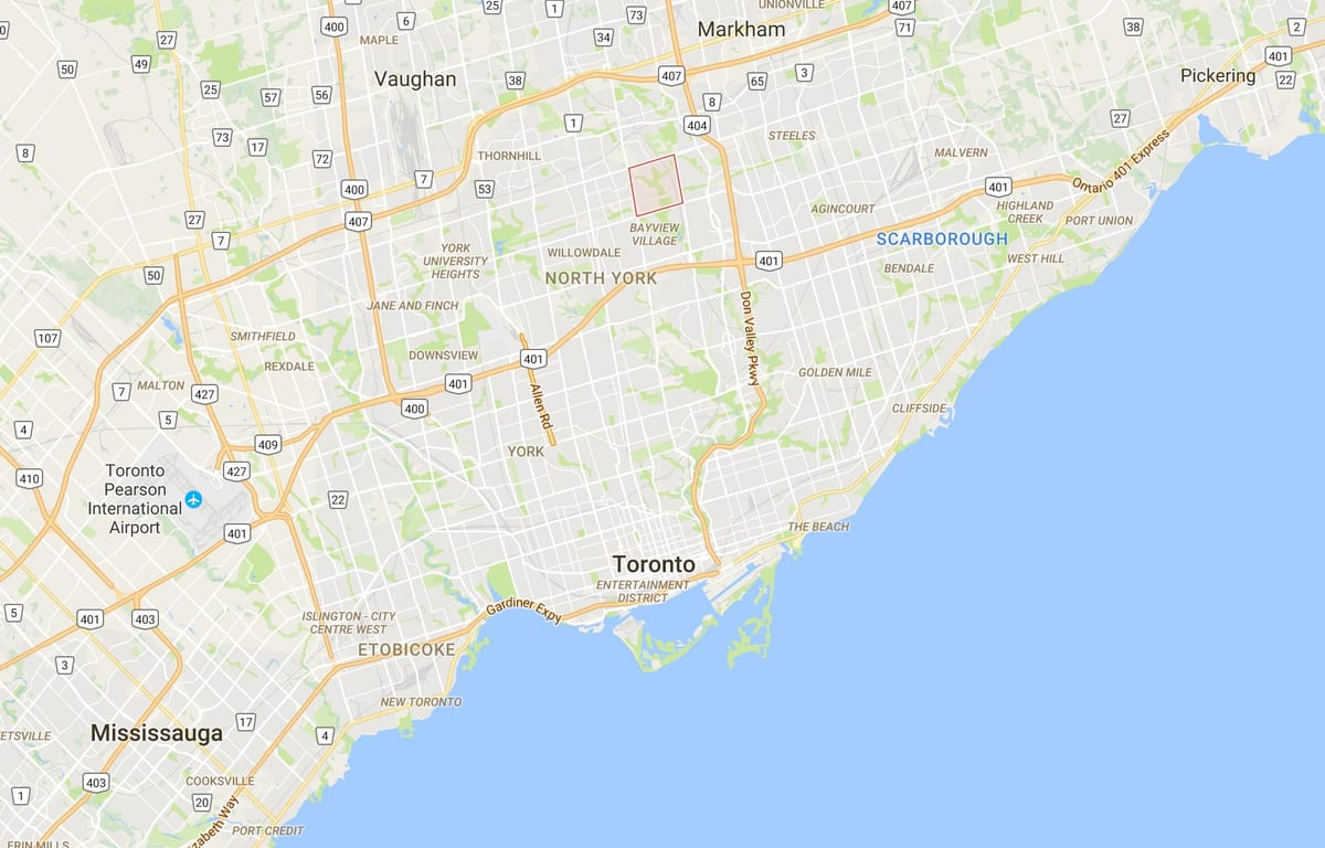 지도 Bayview 숲–Steeles 텔 토론토