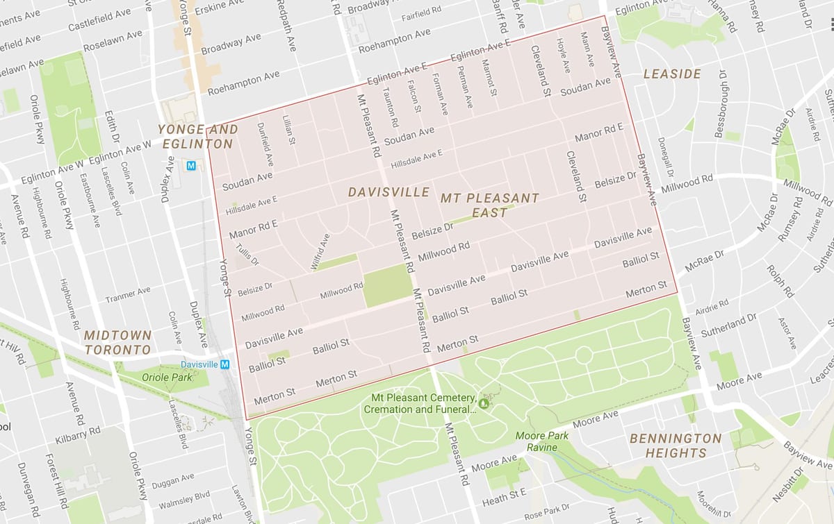 지도 Davisville 마을 지역 토론토