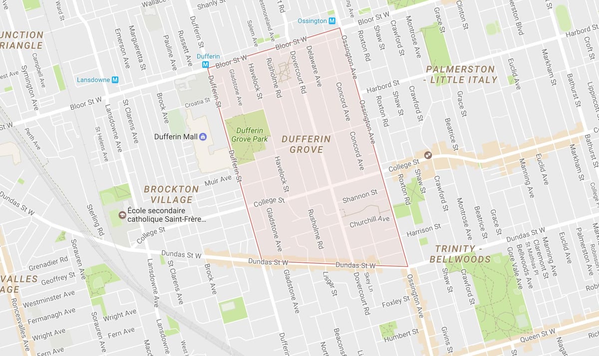 지도 Dufferin 그로브 지역 토론토