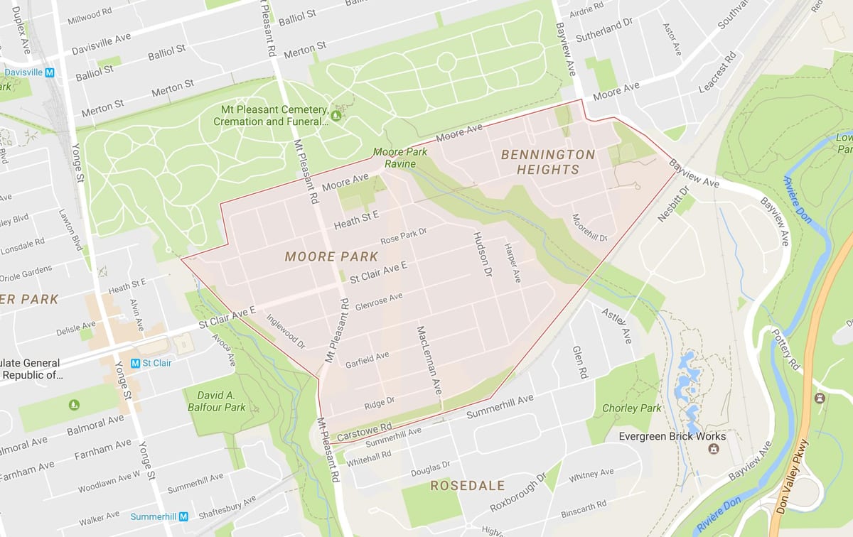 지도 Moore Park 역 토론토