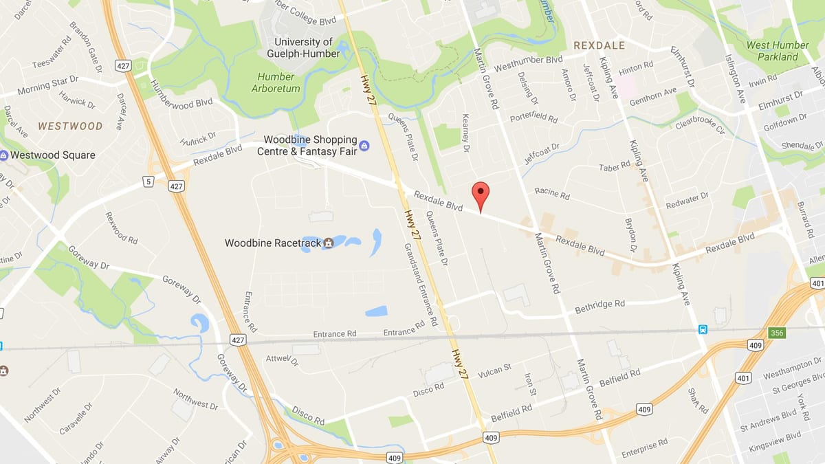지도 Rexdale boulevard 토론토