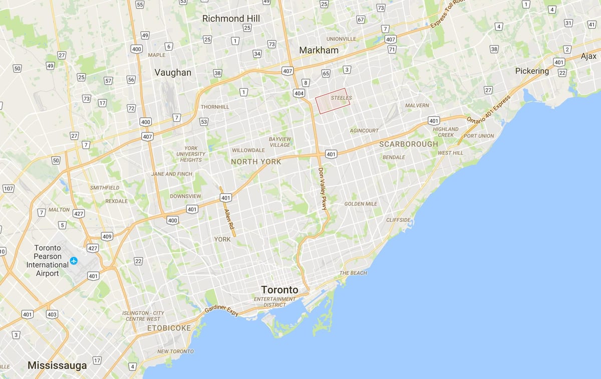 지도 Steeles 텔 토론토