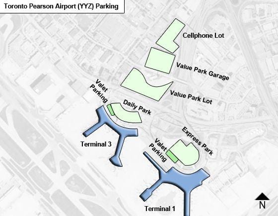 지도 Toronto airport Pearson 주차