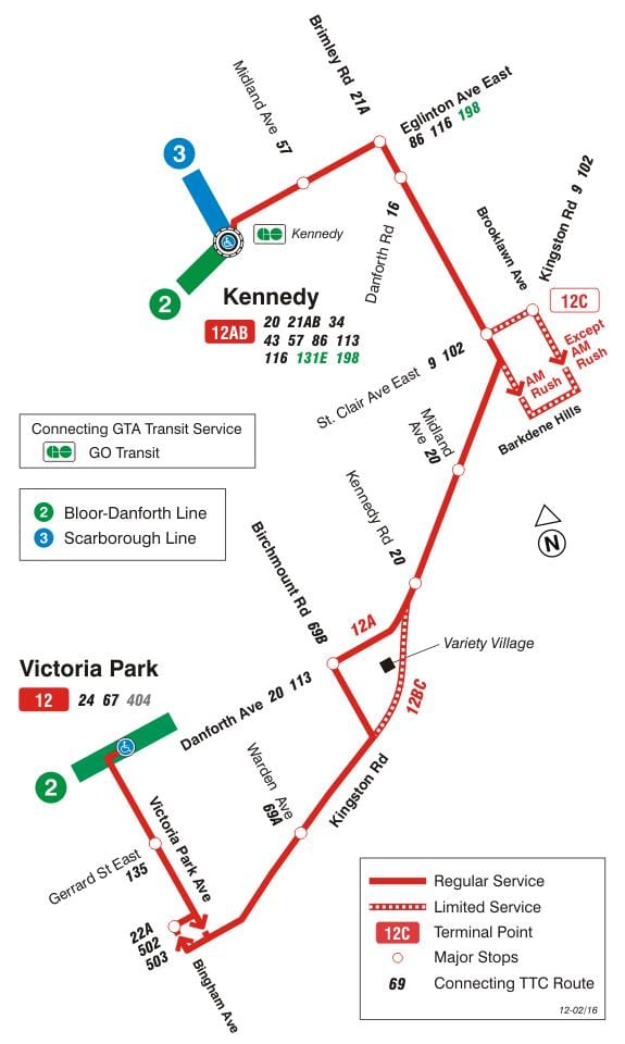 지도 TTC12Kingston Rd 버스로 토론토