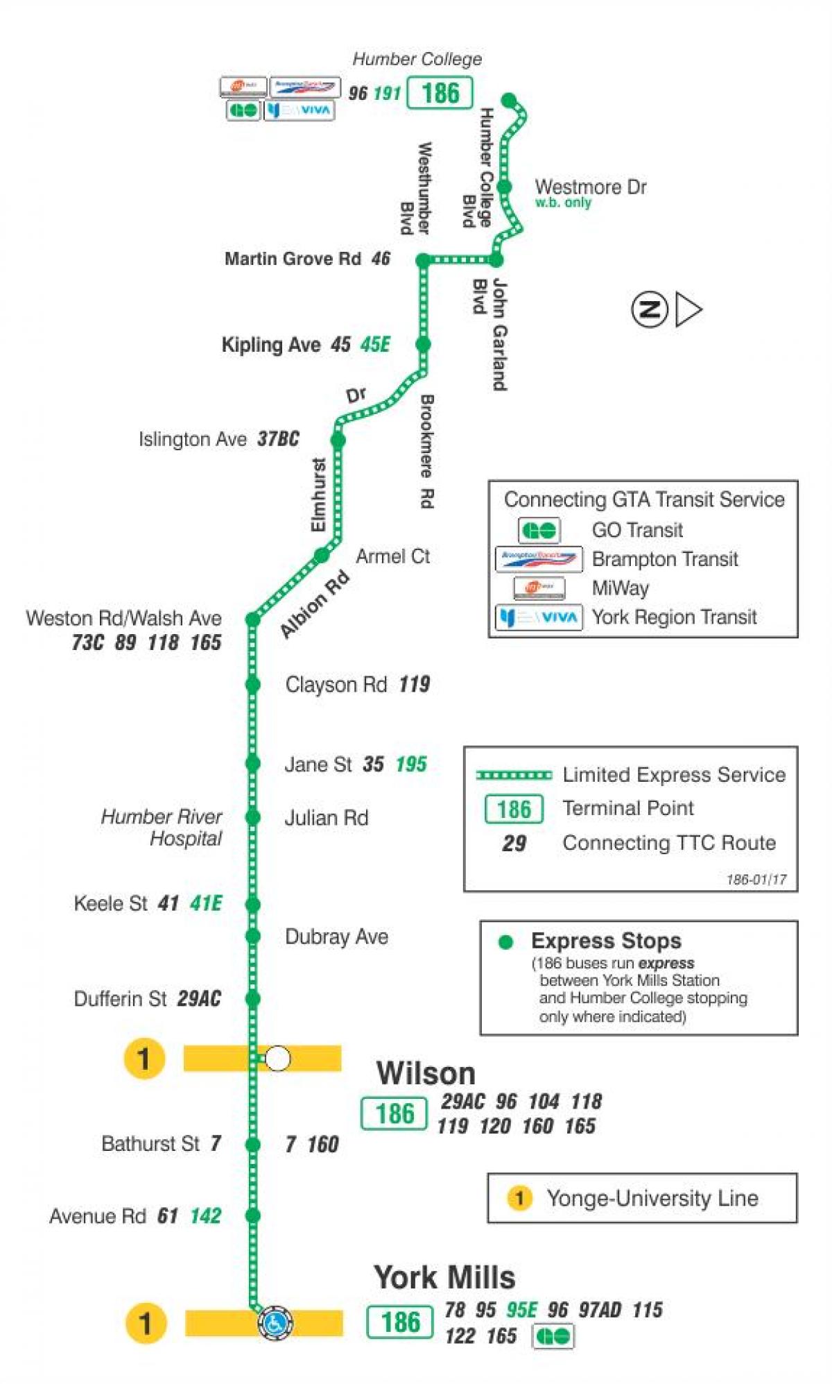 지도 TTC186 윌슨은 로켓 버스로 토론토