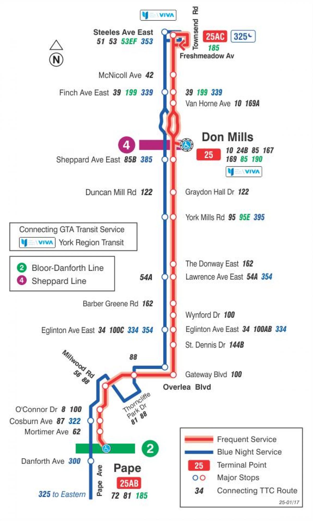 지도 TTC25Don Mills 버스로 토론토