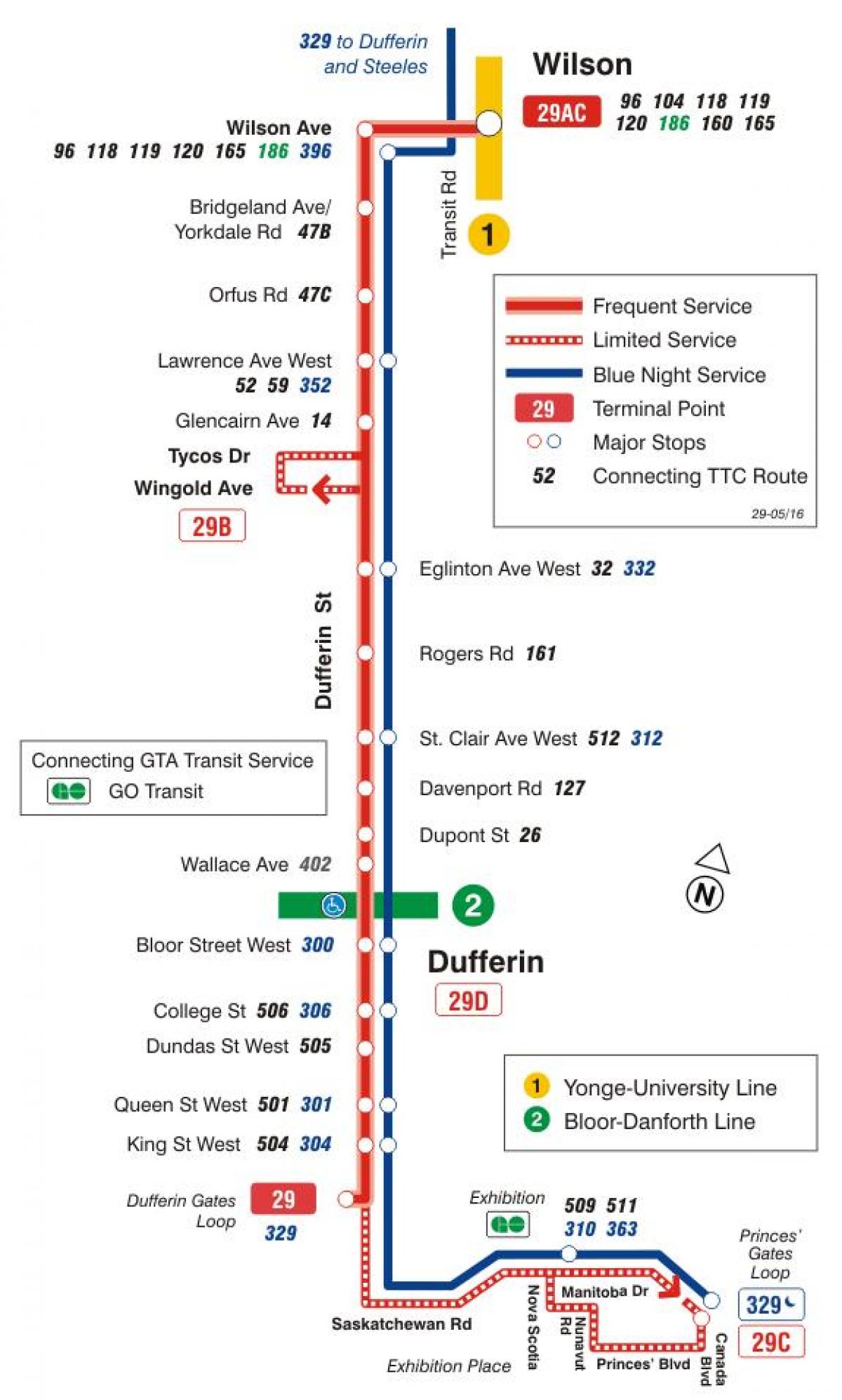 지도 TTC29Dufferin 버스로 토론토