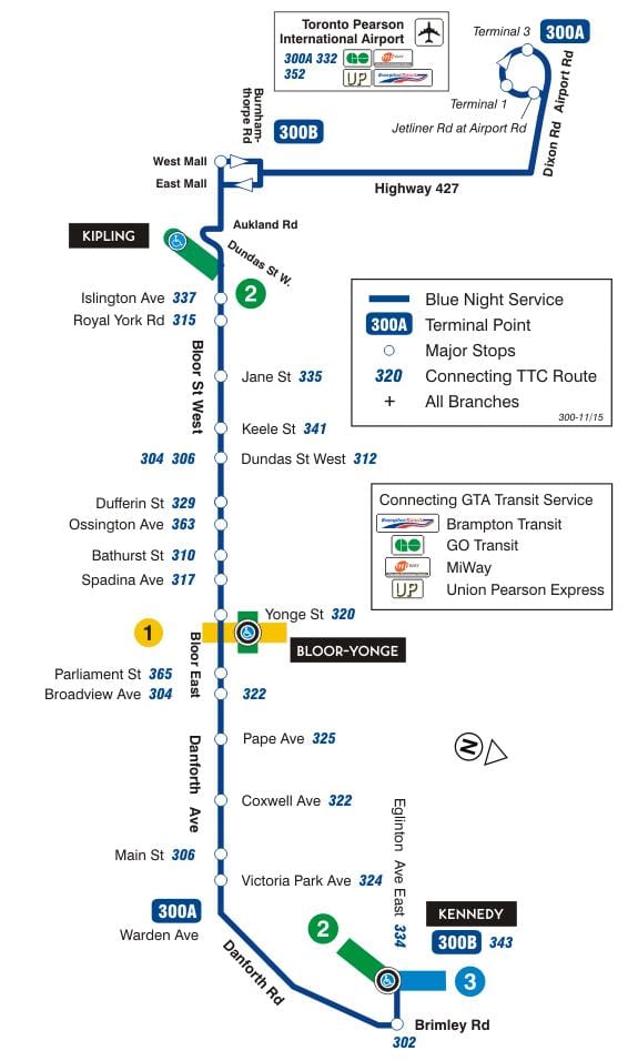 지도 TTC300A Bloor-댄포스 버스로 토론토