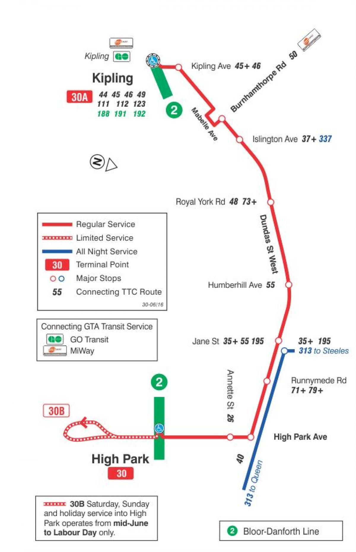 지도 TTC30Lambton 버스로 토론토