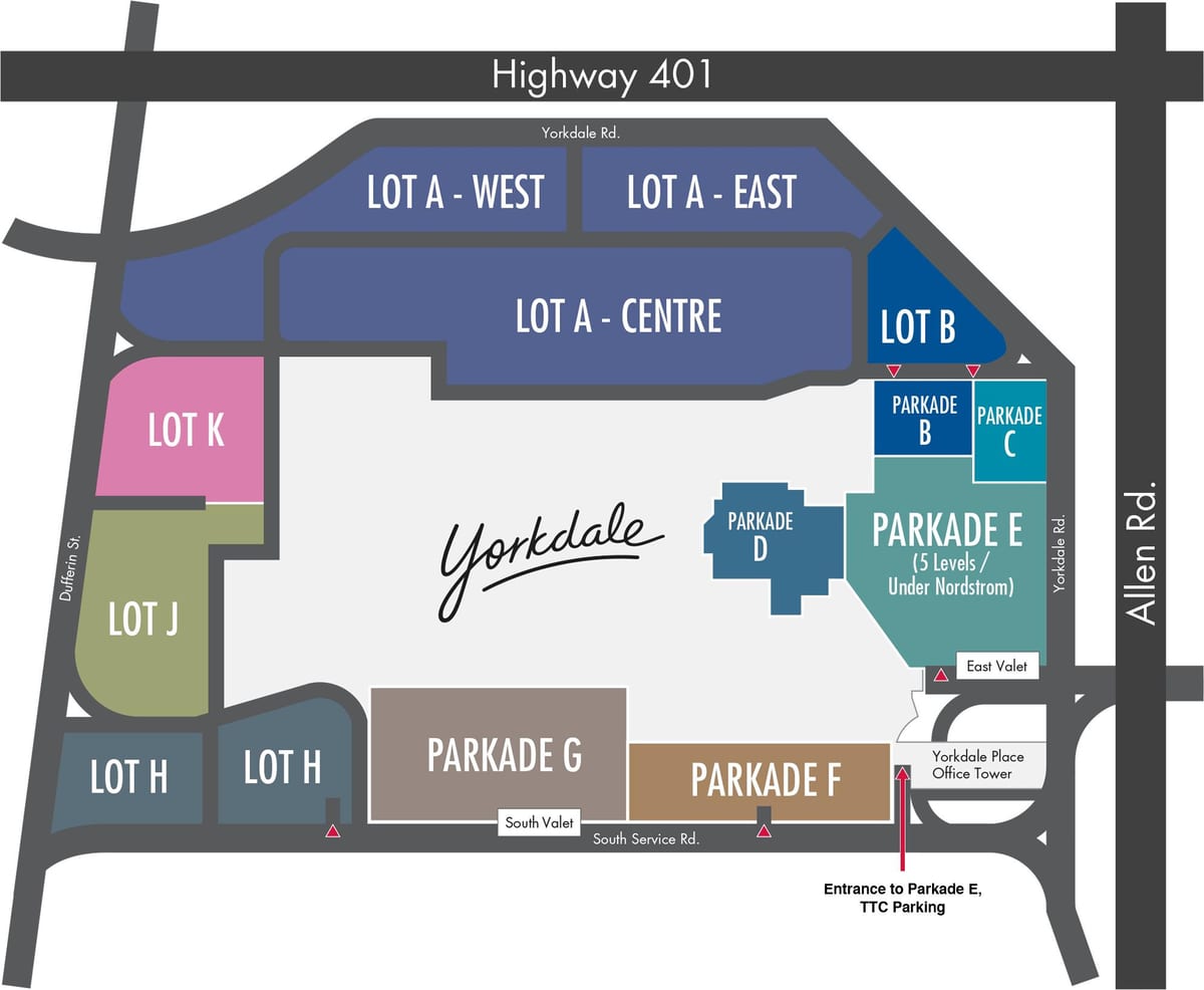 지도 Yorkdale Shopping Centre 주차