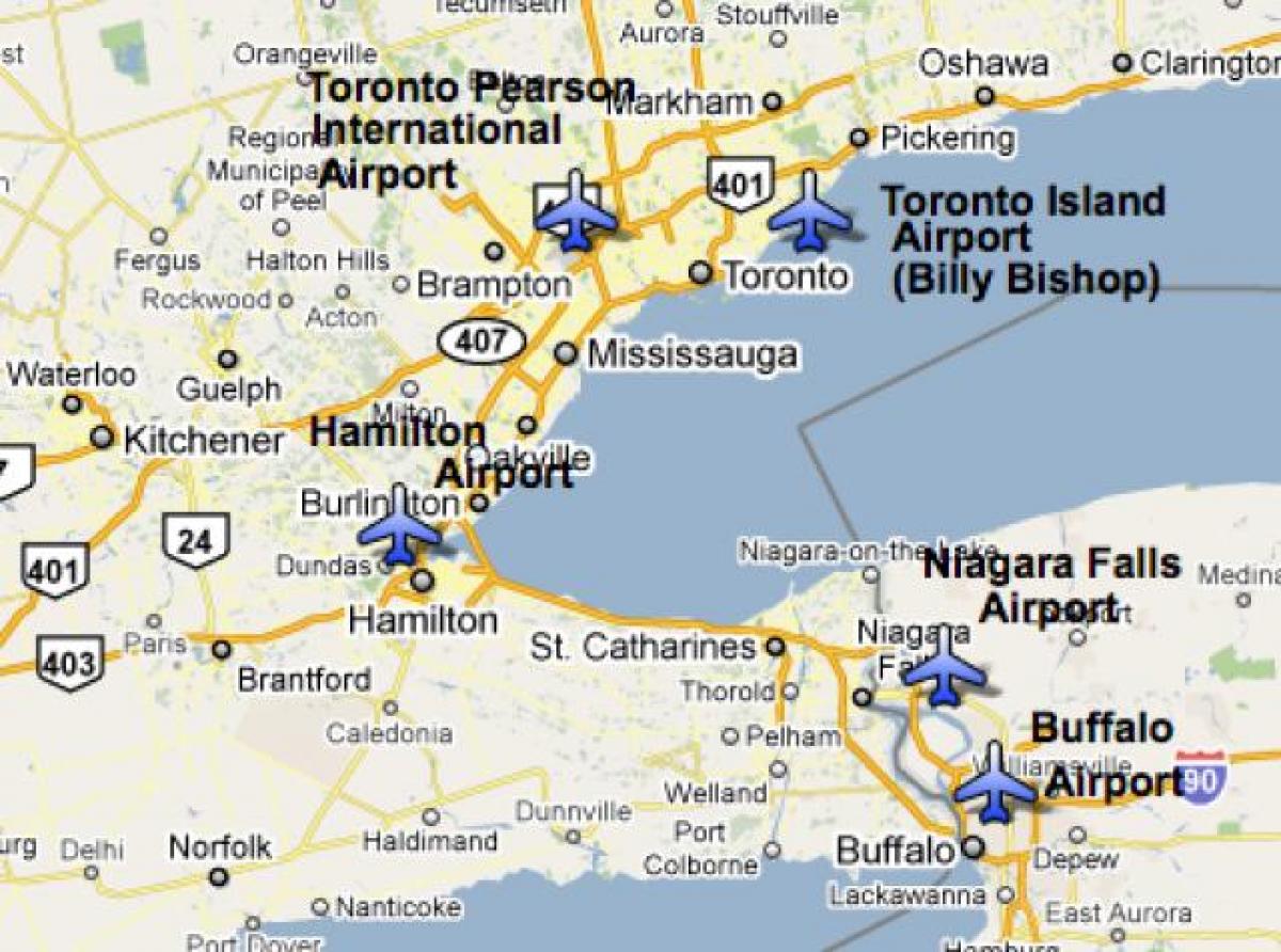 지도의 공항 근처에는 토론토