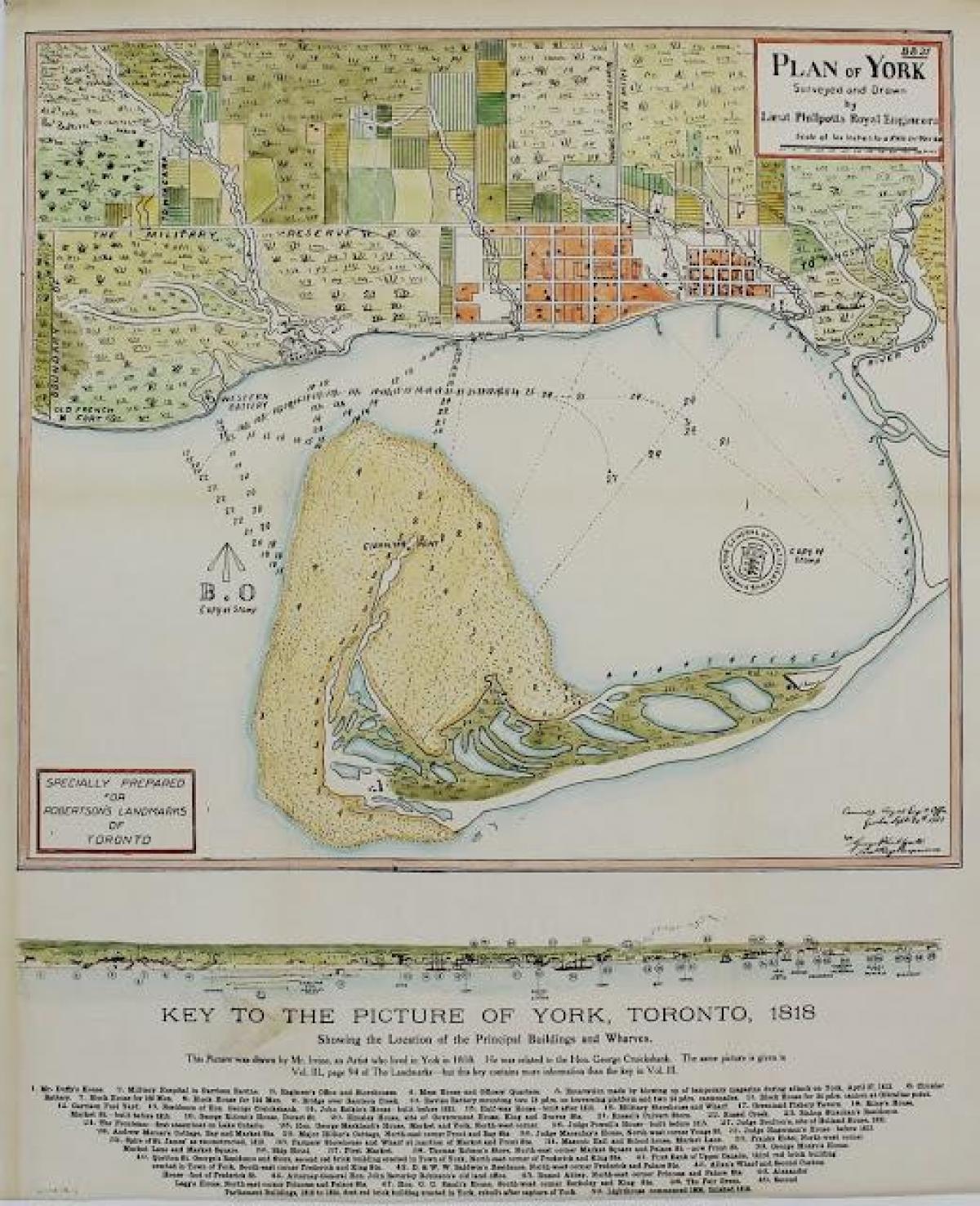 지도 뉴욕의 토론토 1787-1884 철로 버전