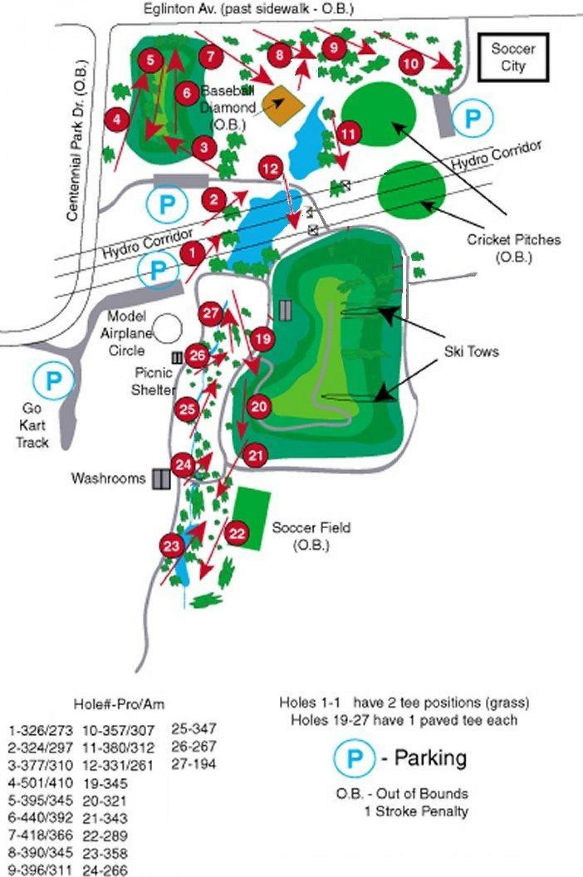 지도의 센테니얼 파크 골프 코스 토론토