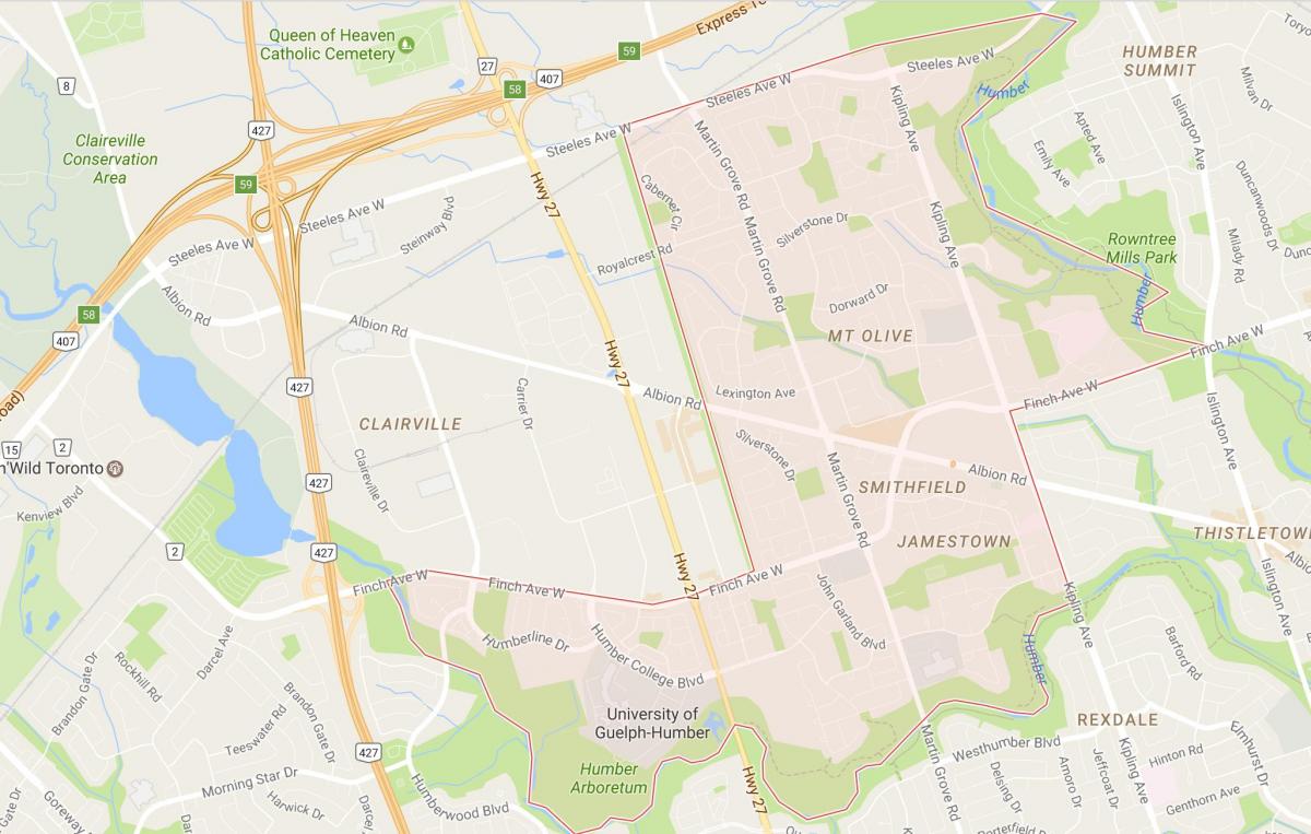 지도 스미스필드의 인근 지역 토론토