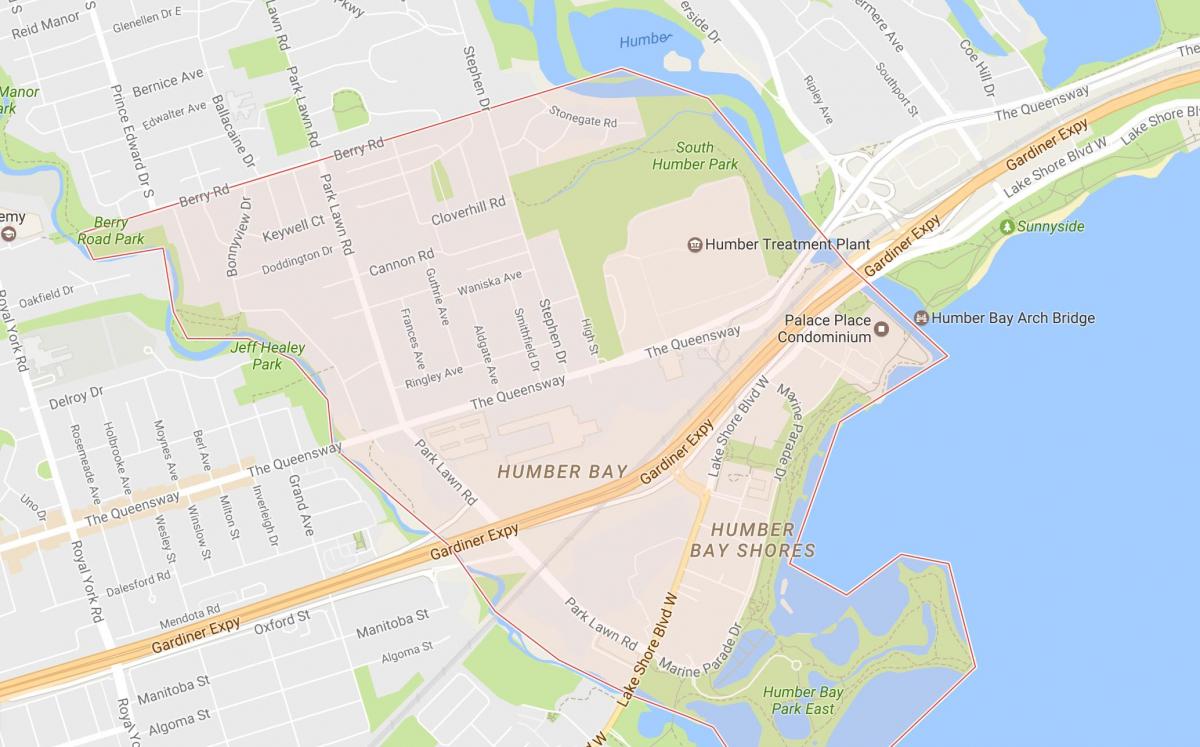 지도의 스톤 게이트-퀸즈 인근 지역 토론토