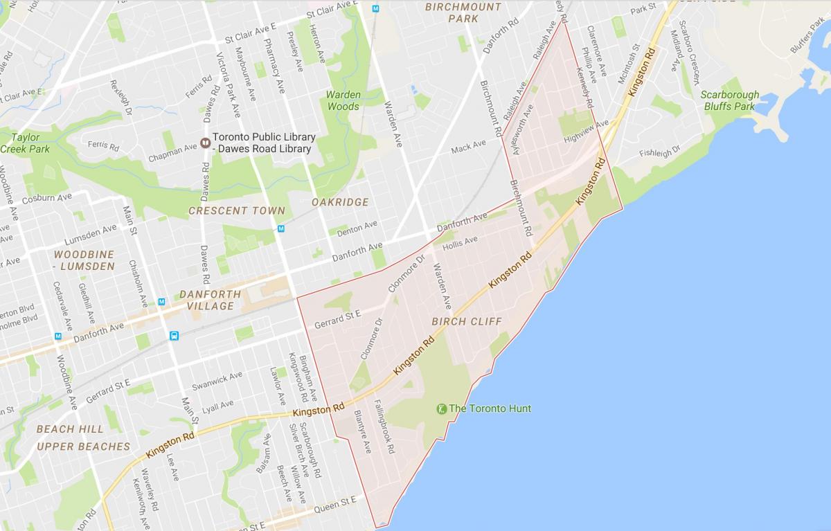 지도 자작나무의 절벽 지역 토론토
