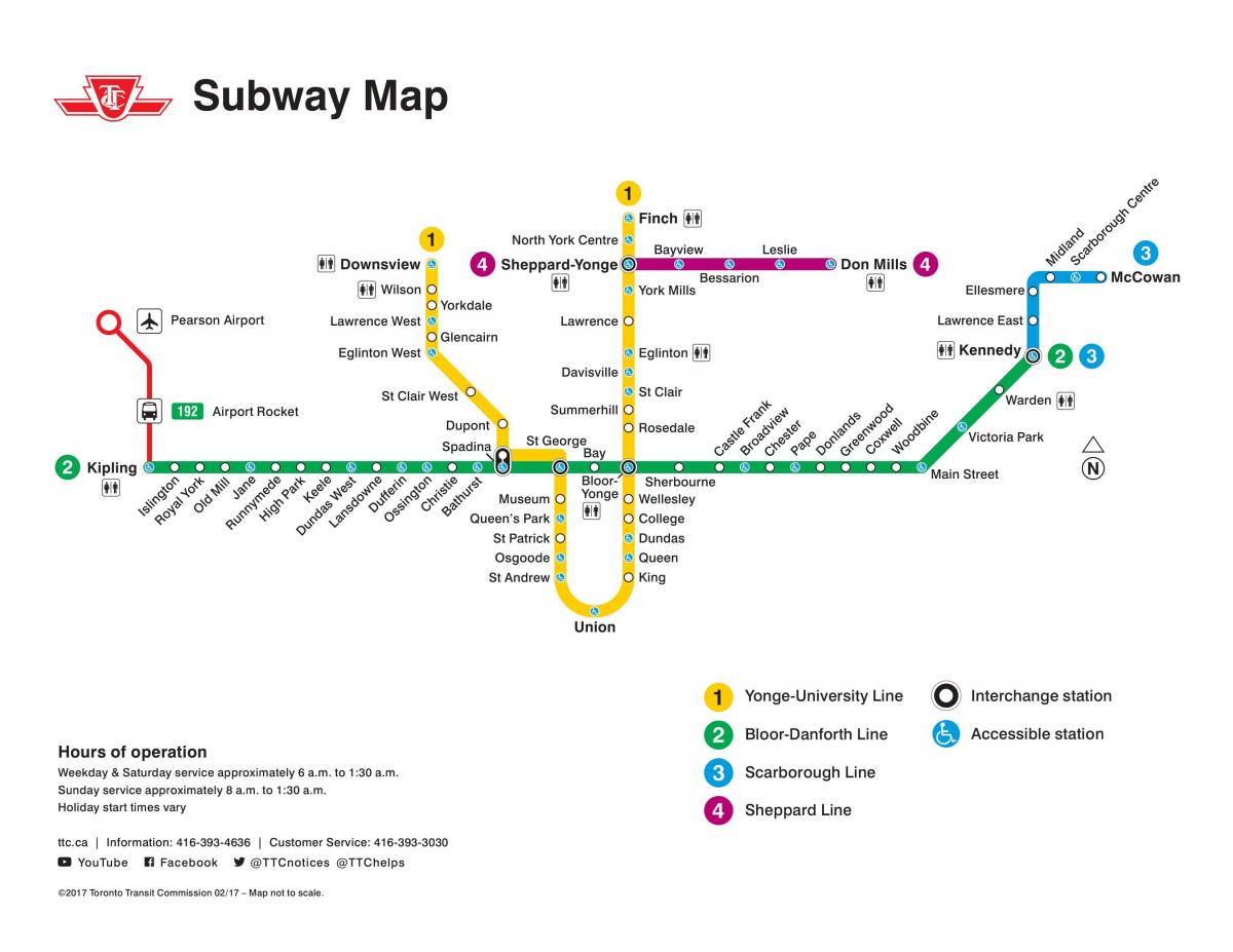 지도 토론토의 토론토의 지하철