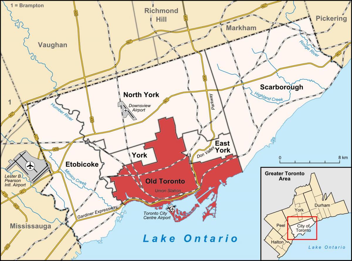 지도 토론토의 지역