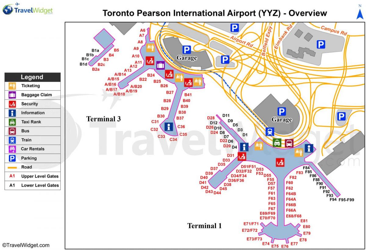 지도 토론토의 피어슨 국제공항
