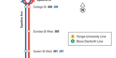지도의 전차선 510Spadina