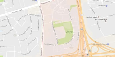 지도 Parkway 숲 지역 토론토