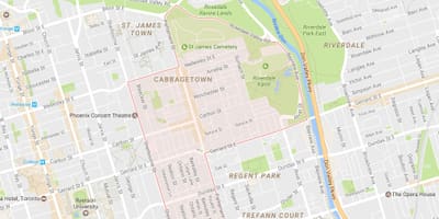 지도 Cabbagetown 지역 토론토