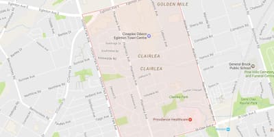 지도 Clairlea 지역 토론토