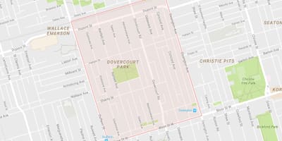 지도 Dovercourt 공원 지역 토론토