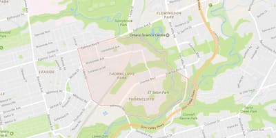 지도 Thorncliffe 공원 지역 토론토