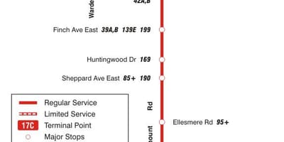 지도 TTC17Birchmount 버스로 토론토