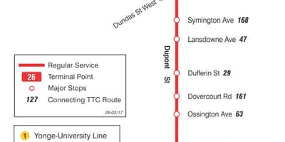 지도 TTC26 듀폰 버스로 토론토