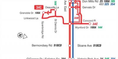 지도 TTC34Eglinton 동 버스로 토론토