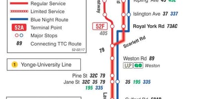 지도 TTC52 웨스트 로렌스 버스로 토론토