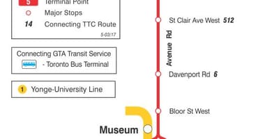 지도 TTC5Avenue Rd 버스로 토론토