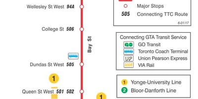 지도 TTC6 베이 버스를 날고있다 토론토