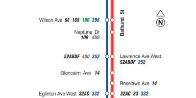 지도 TTC7Bathurst 버스로 토론토